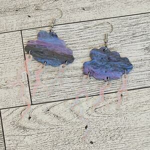 Acrylic Storm Cloud Lightening Bolt Earrings Novelty Magic School Bus